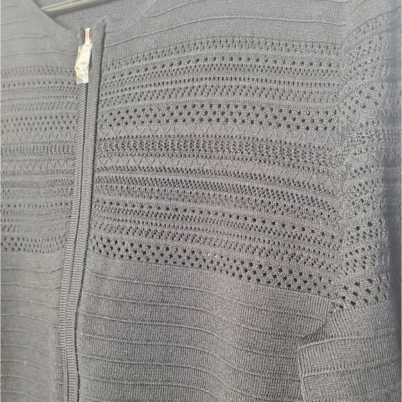 Lauren Ralph Lauren XL Cardigan Black Zip Up Striped Knit - Picture 4 of 10